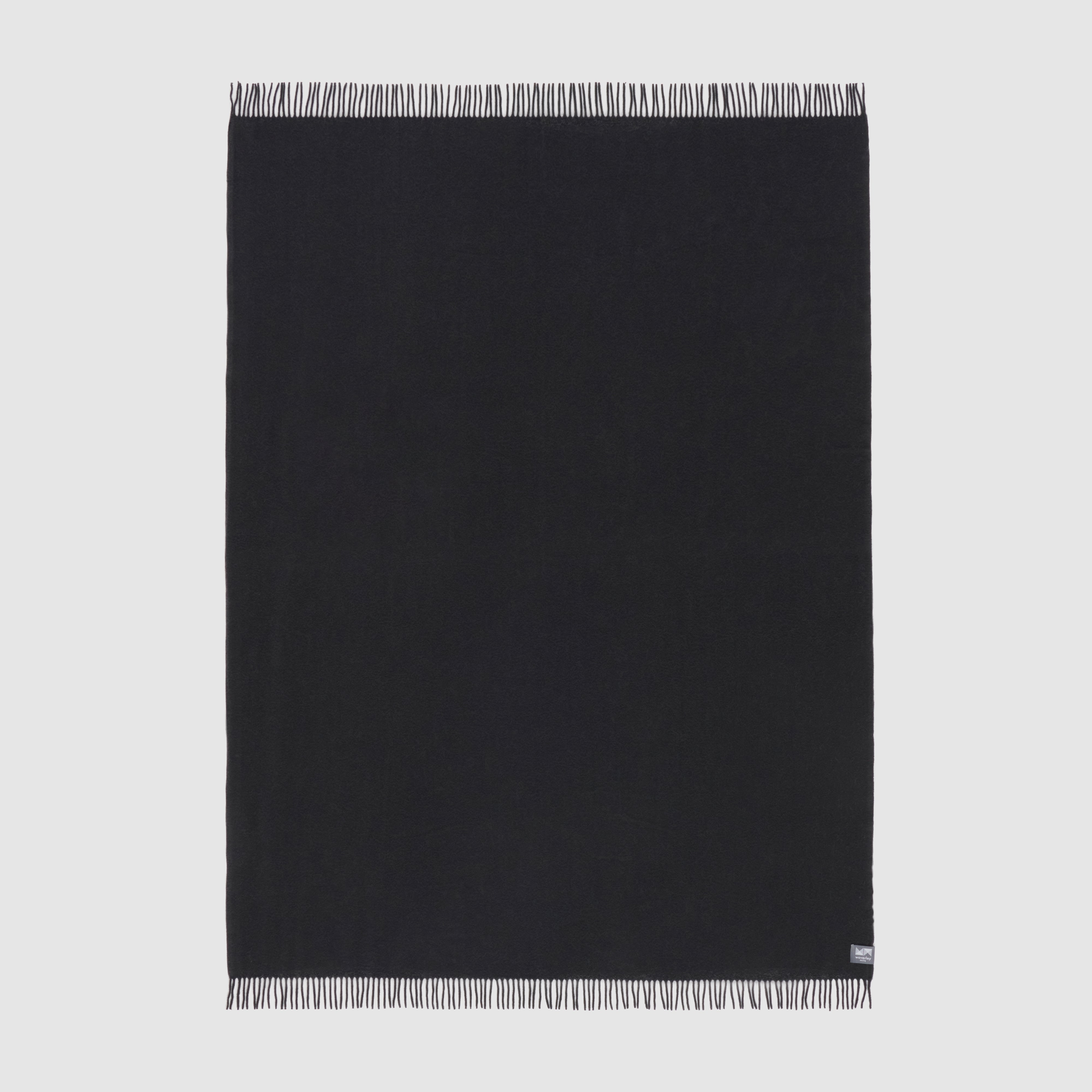 Full view of essential throw in solid charcoal black.