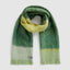 A 100% alpaca Quartz scarf in greens and yellow.