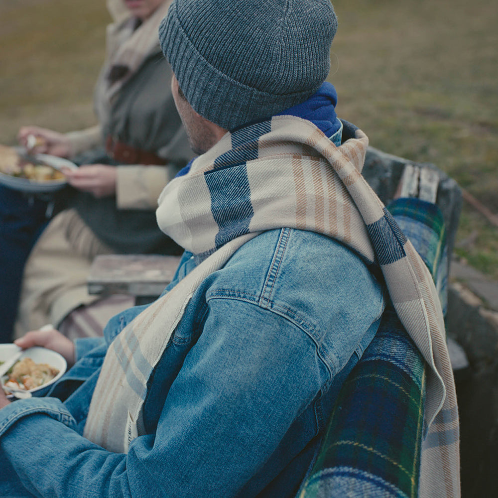 Tasman Tartan Scarf in Straits Blue