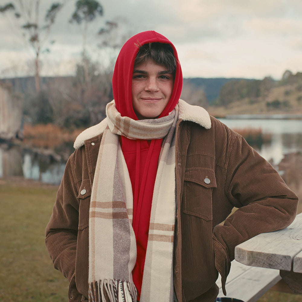 Tasman Tartan Scarf in Maria Tan