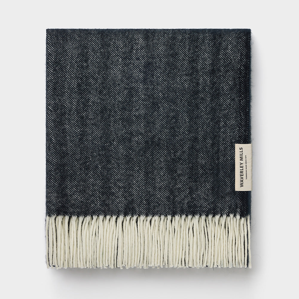 Herringbone Throw in Black