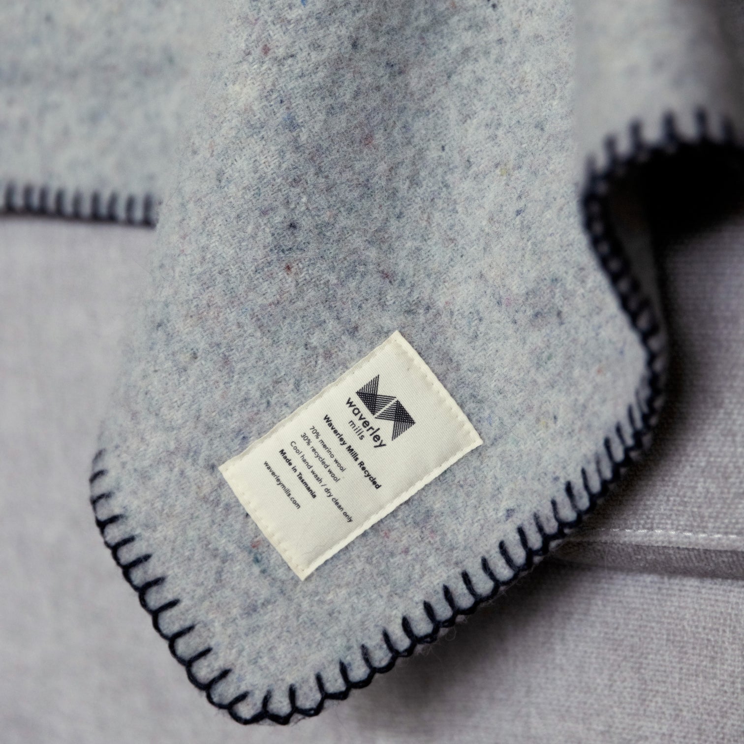 Large Recycled Wool Pet Blanket in Charcoal Waverley Mills