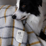 Grid Recycled Wool Pet Blanket in Charcoal