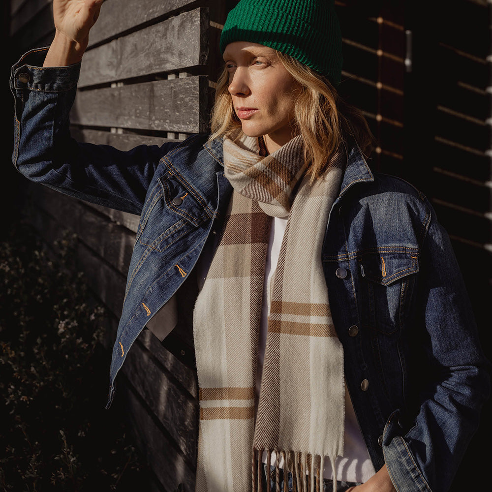 Tasman Tartan Scarf in Maria Tan