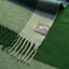 Close up of a green and blue graze picnic rug.