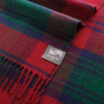 Close up of 100% merino wool picnic rug in Lindsay Tartan.