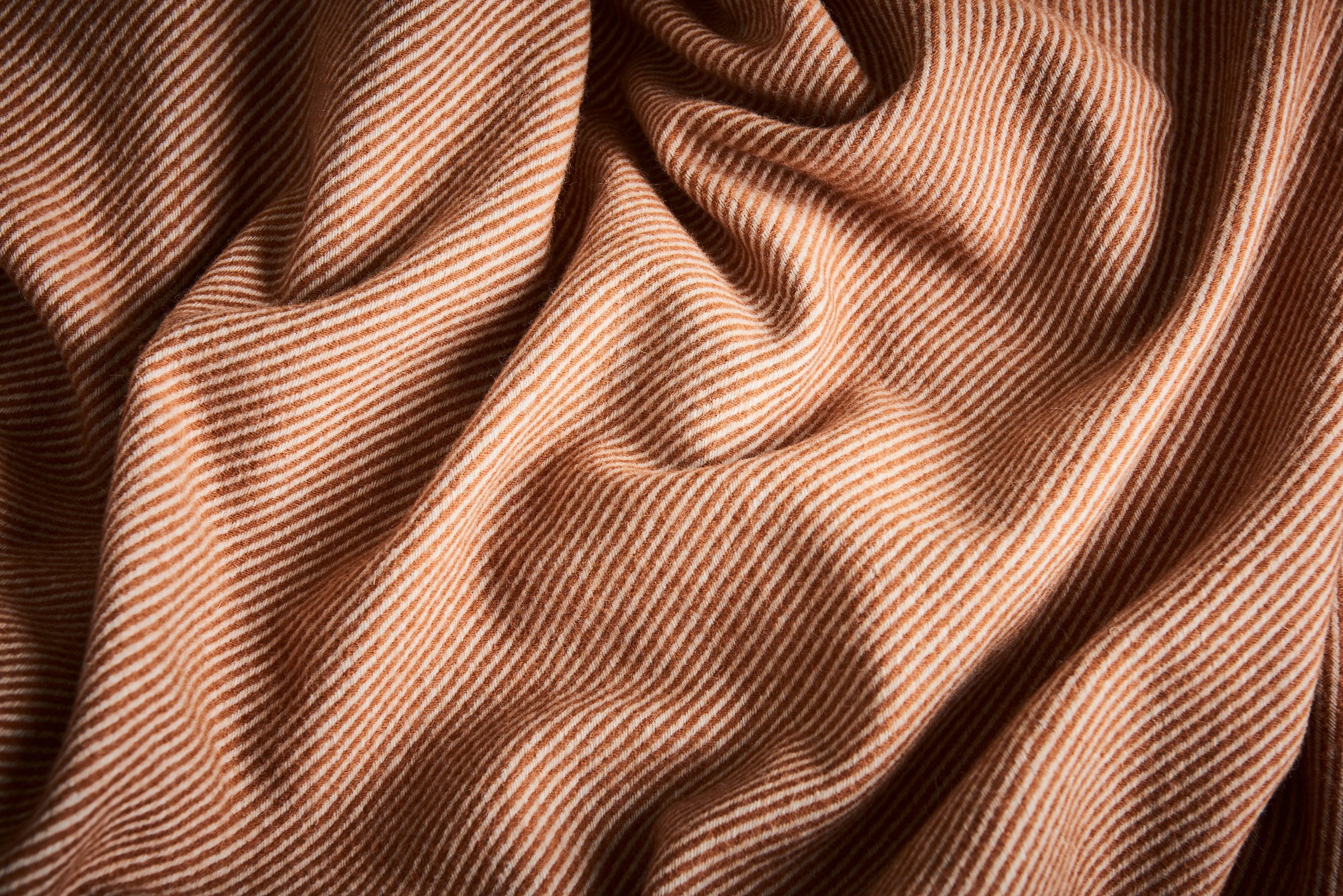 A close up of the chunky twill weave of the diagonal throw.