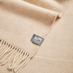 Close up of a herringbone throw in sahara.