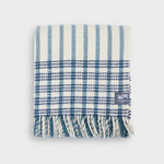Folded Wicker throw in indian teal and eclipse blue.