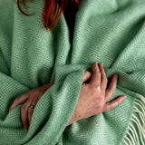 Merino Wool Herringbone Throw Mistletoe